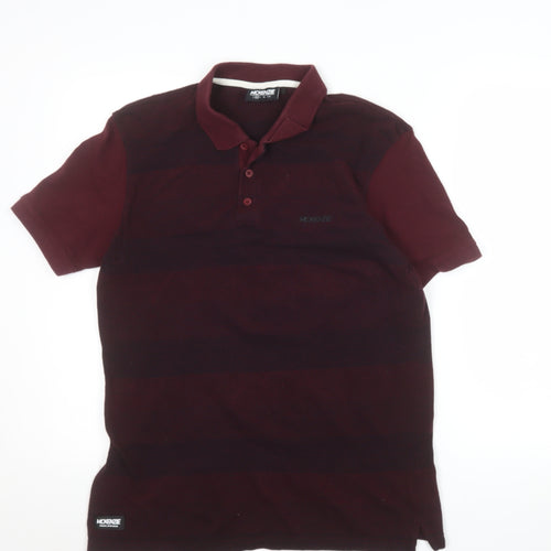 McKenzie Men's Red Striped Cotton Polo Shirt Size M