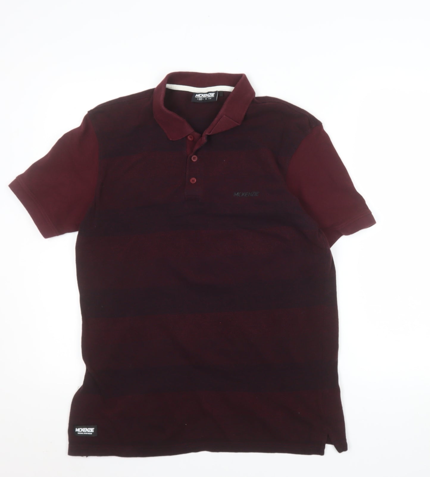 McKenzie Men's Red Striped Cotton Polo Shirt Size M