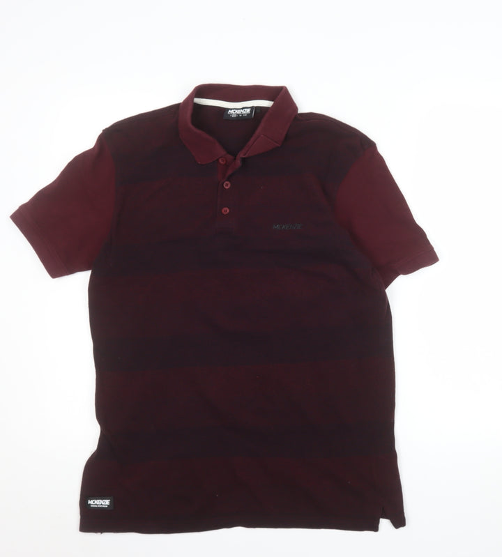 McKenzie Men's Red Striped Cotton Polo Shirt Size M