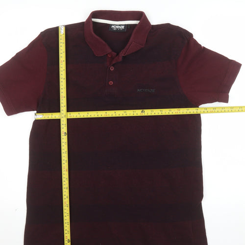 McKenzie Men's Red Striped Cotton Polo Shirt Size M