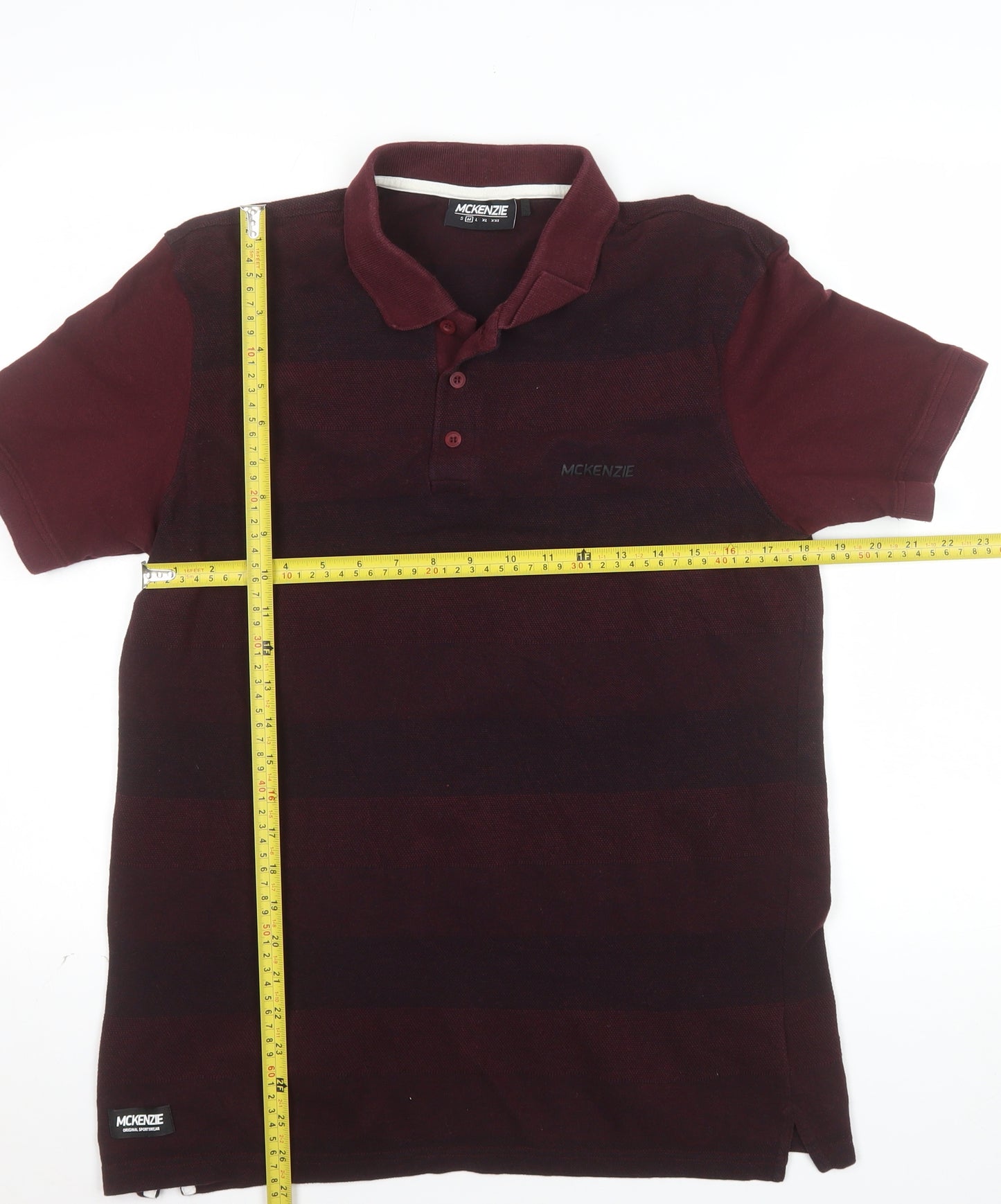 McKenzie Men's Red Striped Cotton Polo Shirt Size M