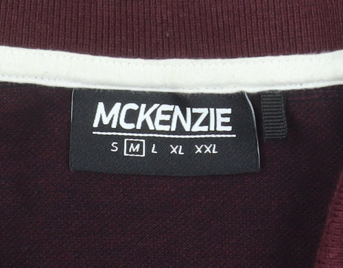 McKenzie Men's Red Striped Cotton Polo Shirt Size M