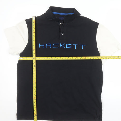 Hackett Golf Men's Black Polo Shirt L Embroidered Logo Cotton