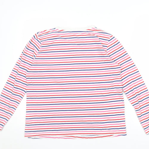 Marks and Spencer Women Multicoloured Striped Cotton Long Sleeve T-Shirt Size 12