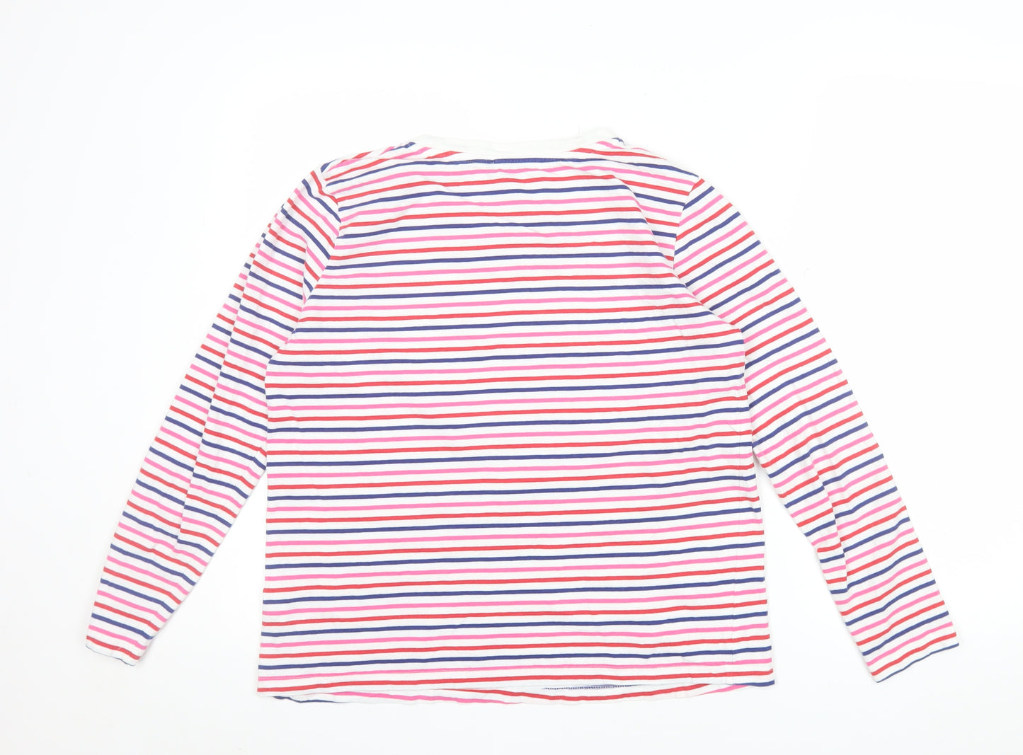 Marks and Spencer Women Multicoloured Striped Cotton Long Sleeve T-Shirt Size 12