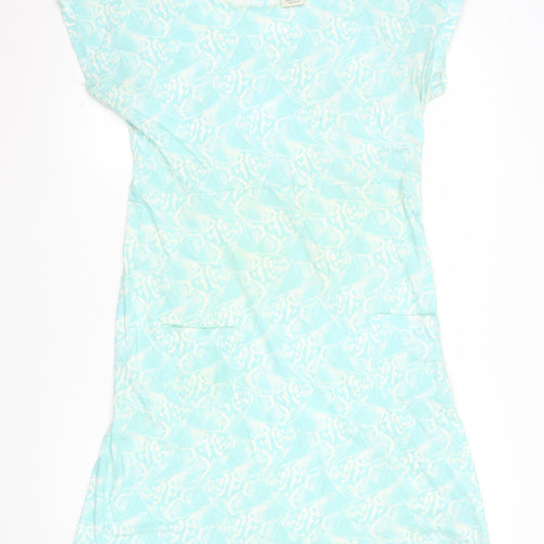 Weird Fish Women Blue Cotton Shift Dress Size 14 Casual Summer