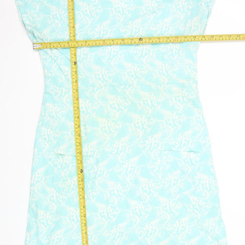 Weird Fish Women Blue Cotton Shift Dress Size 14 Casual Summer