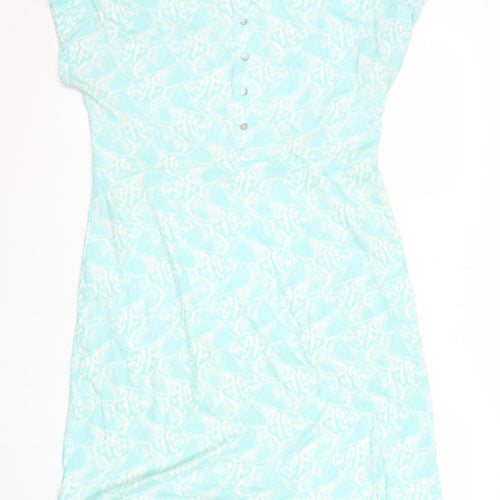 Weird Fish Women Blue Cotton Shift Dress Size 14 Casual Summer