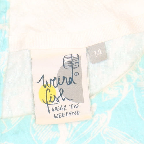 Weird Fish Women Blue Cotton Shift Dress Size 14 Casual Summer
