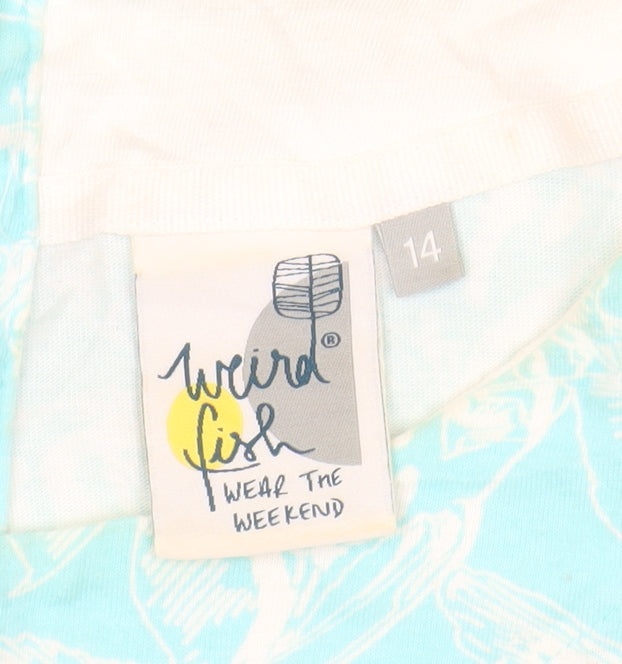 Weird Fish Women Blue Cotton Shift Dress Size 14 Casual Summer