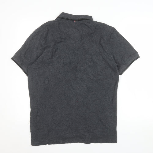 Pretty Green Mens Grey Cotton Short Sleeve Polo Shirt XL