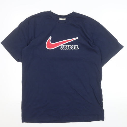Nike Men's Navy Blue Just Do It Logo T-Shirt Size L