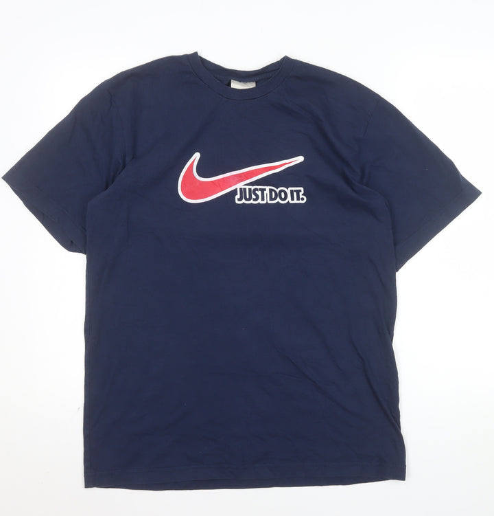 Nike Men's Navy Blue Just Do It Logo T-Shirt Size L