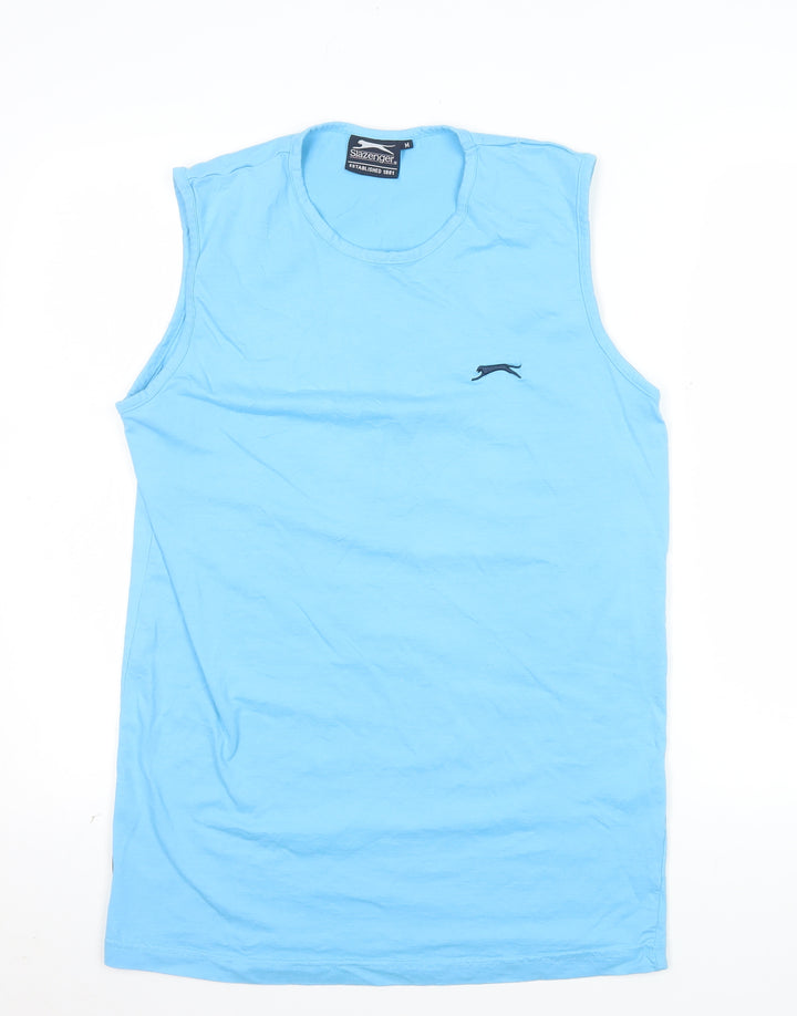 Slazenger Men's Blue Sleeveless Crew Neck Cotton T-Shirt Size M