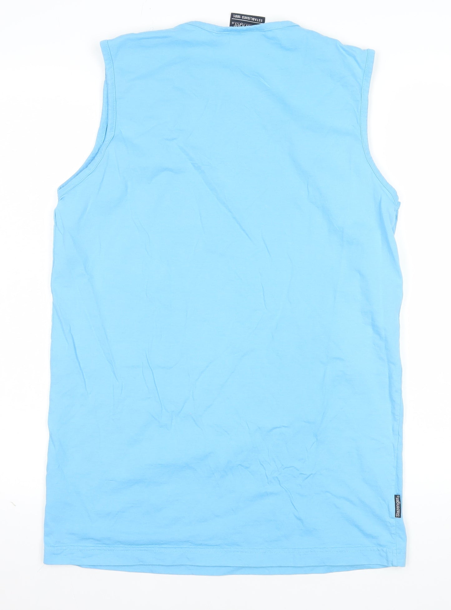 Slazenger Men's Blue Sleeveless Crew Neck Cotton T-Shirt Size M