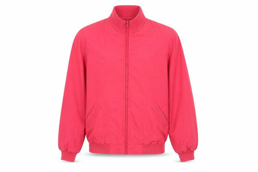 Front view of Country Concepts Men's Red Bomber Jacket, size S, Full Zip Lined