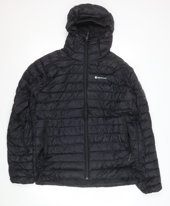 Montane Men’s Black 2XL Puffer Down Jacket Hooded Lightweight Outdoor