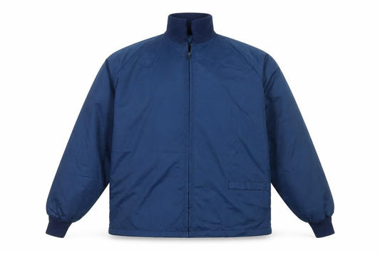 Front view of Duckster Sportswear Men's Blue XL Bomber Jacket Nylon Zip Vintage