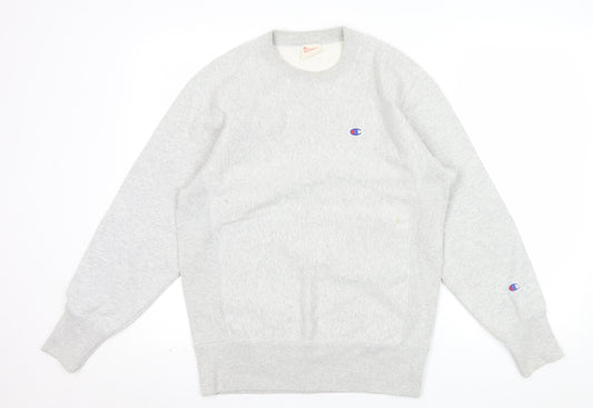 Champion Men's Grey Reverse Weave Crew Neck Sweatshirt Medium