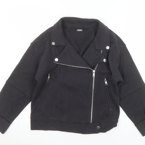 Next Girls Black Biker Jacket 9 Years Cotton Blend Zip Pockets