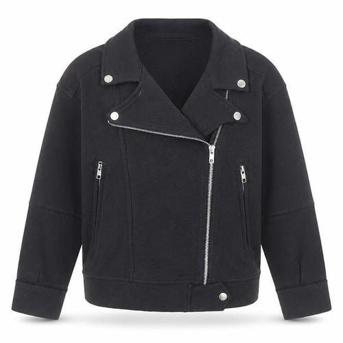 Next Girls Black Biker Jacket 9 Years Cotton Blend Zip Pockets