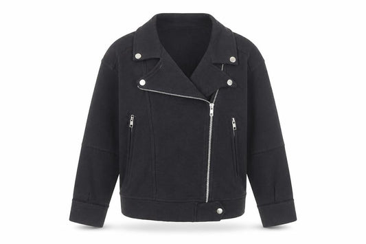 Next Girls Black Biker Jacket 9 Years Cotton Blend Zip Pockets