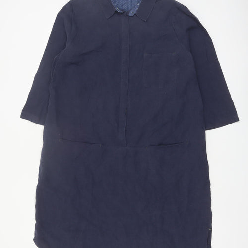 White Stuff Women's Blue Lyocell Shirt Dress Size 18