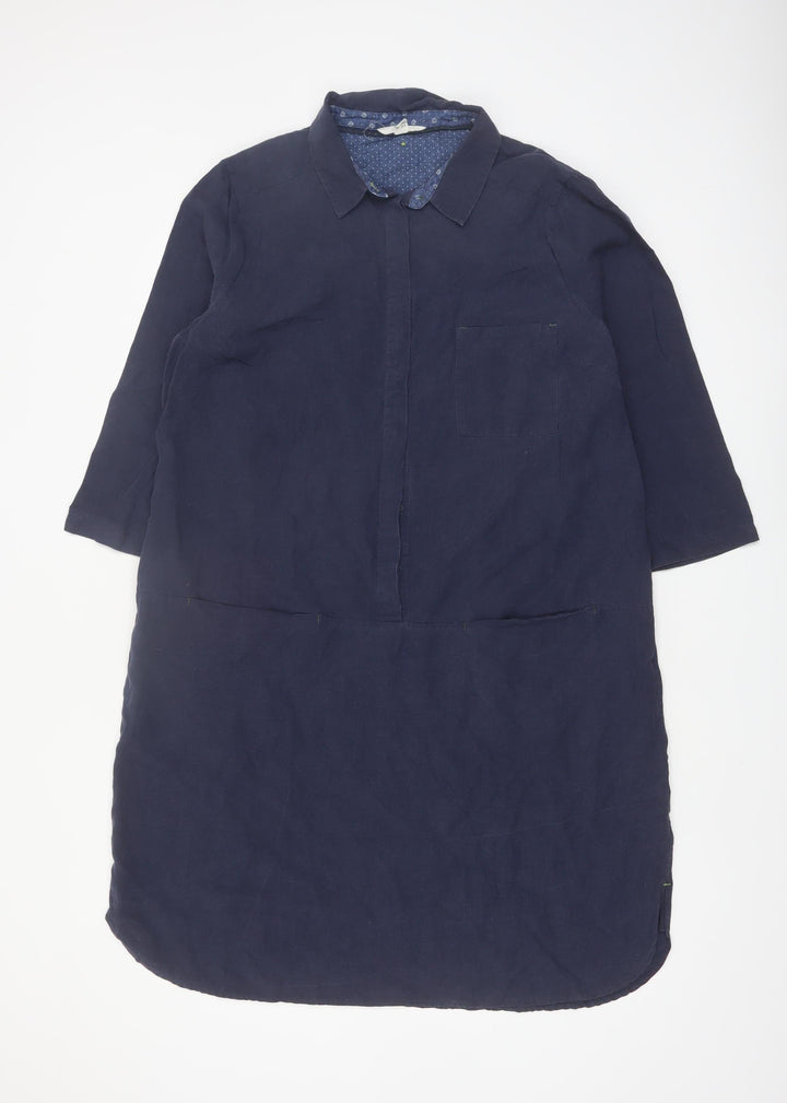 White Stuff Women's Blue Lyocell Shirt Dress Size 18