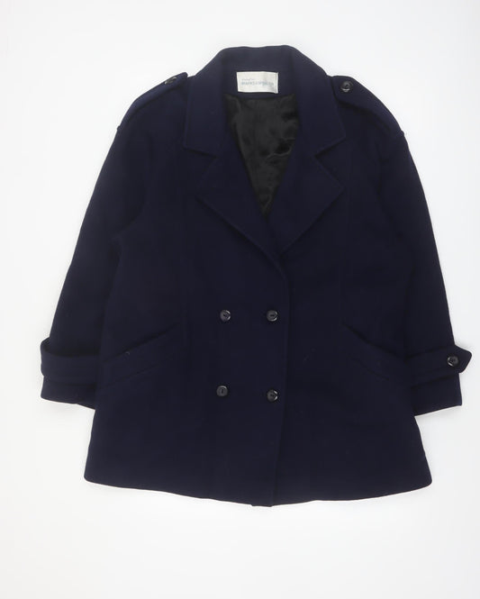 Marks and Spencer Women’s Blue Wool Pea Coat Size 14 Vintage