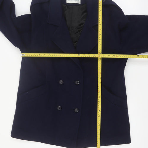 Marks and Spencer Women’s Blue Wool Pea Coat Size 14 Vintage