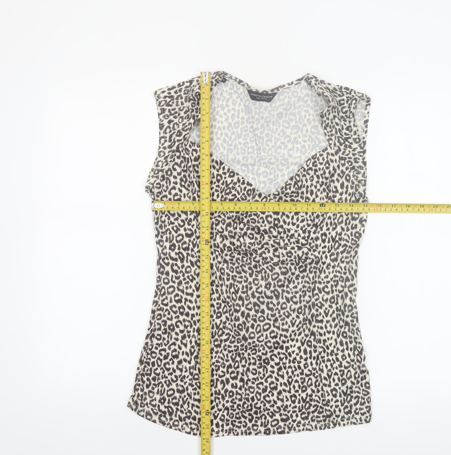 Dorothy Perkins Women’s Beige Leopard Print Sleeveless Wrap Blouse Size 14