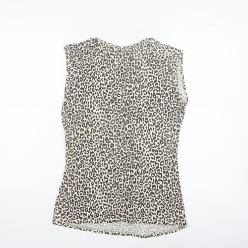 Dorothy Perkins Women’s Beige Leopard Print Sleeveless Wrap Blouse Size 14