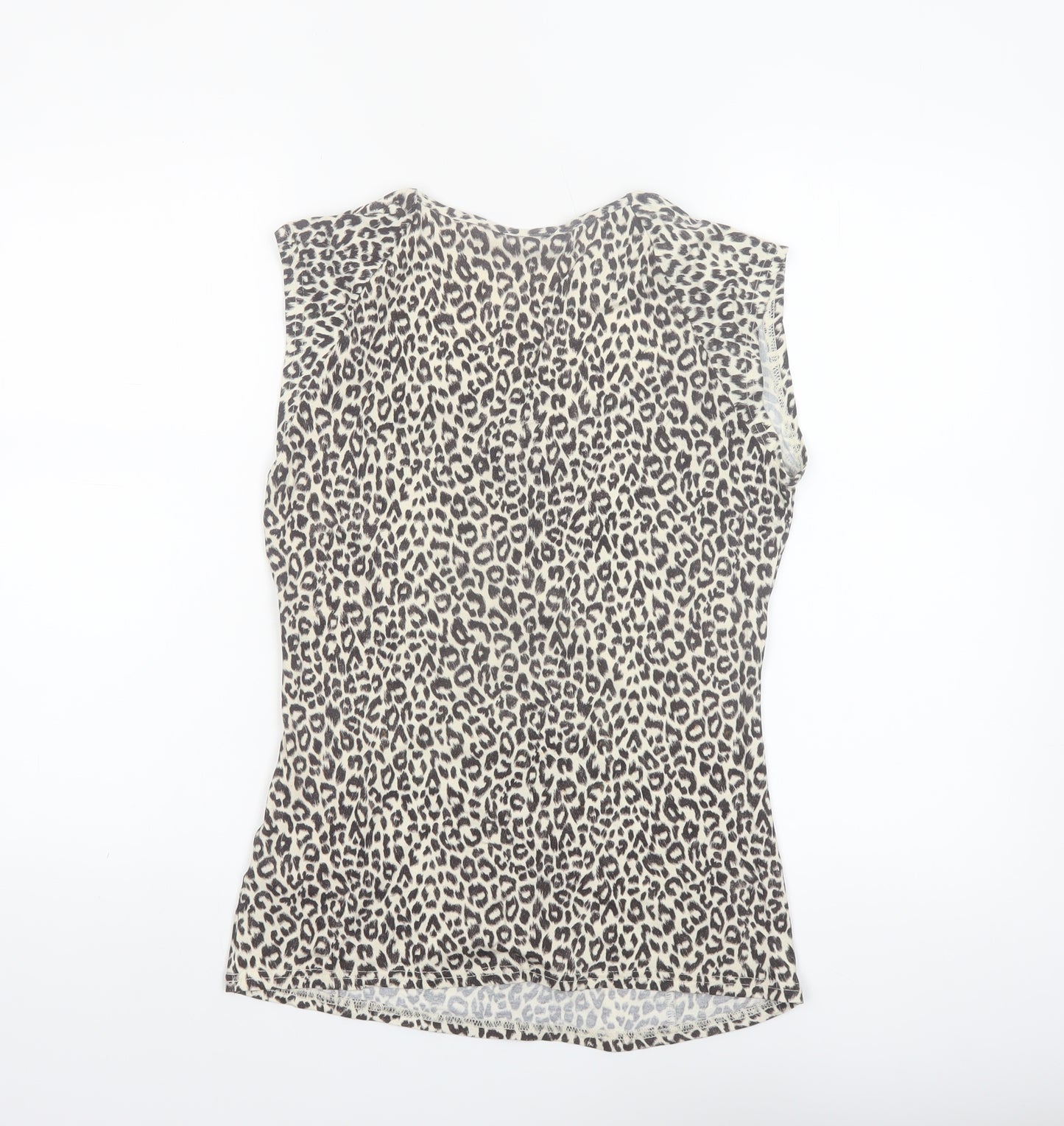 Dorothy Perkins Women’s Beige Leopard Print Sleeveless Wrap Blouse Size 14