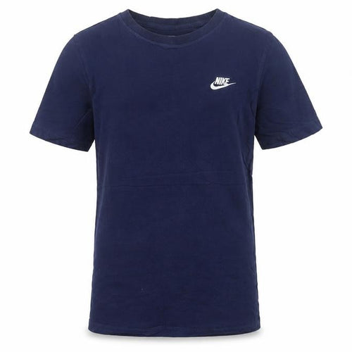 Nike Men's Blue Small Crew Neck Cotton Logo T-Shirt