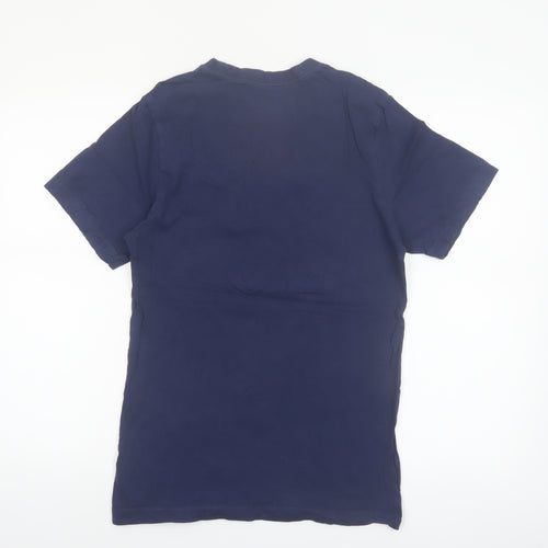 Nike Men's Blue Small Crew Neck Cotton Logo T-Shirt