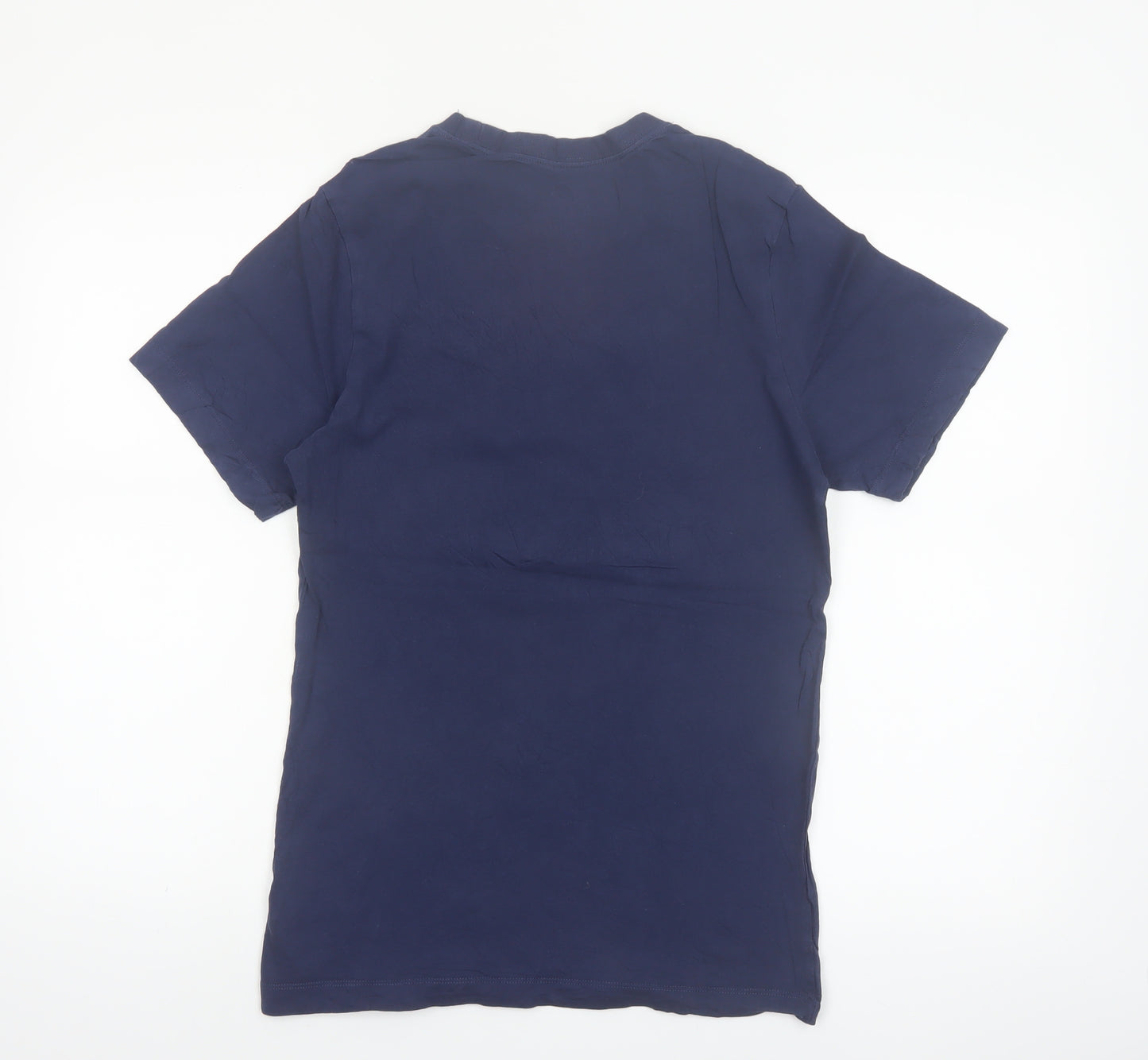 Nike Men's Blue Small Crew Neck Cotton Logo T-Shirt