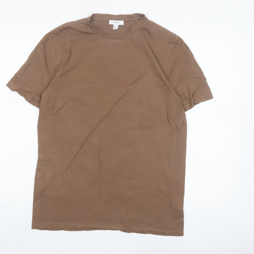 Reiss Men's Brown Cotton Crew Neck Short Sleeve T-Shirt M