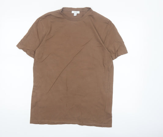 Reiss Men's Brown Cotton Crew Neck Short Sleeve T-Shirt M