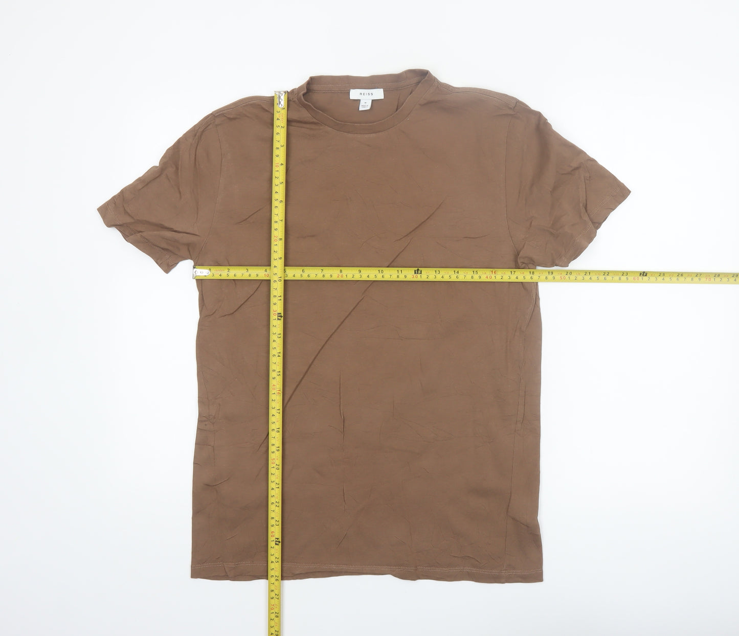 Reiss Men's Brown Cotton Crew Neck Short Sleeve T-Shirt M