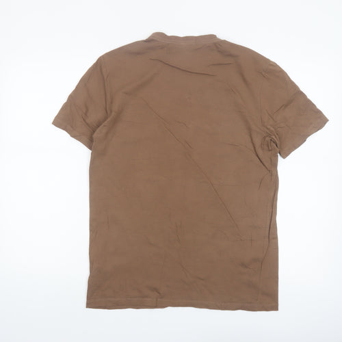 Reiss Men's Brown Cotton Crew Neck Short Sleeve T-Shirt M