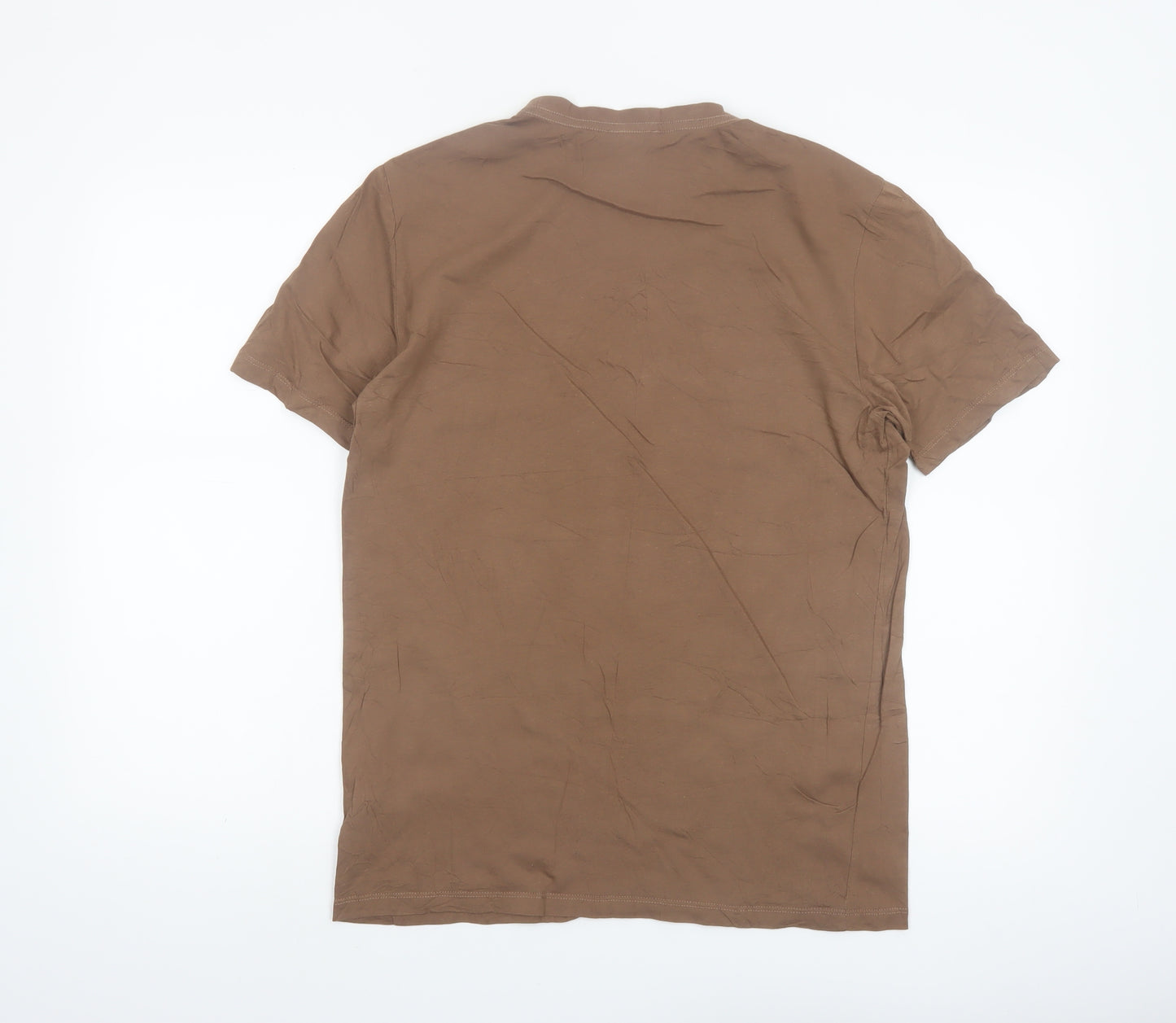 Reiss Men's Brown Cotton Crew Neck Short Sleeve T-Shirt M