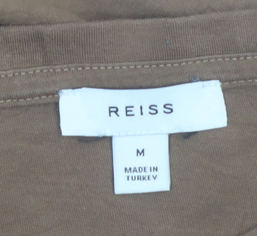 Reiss Men's Brown Cotton Crew Neck Short Sleeve T-Shirt M