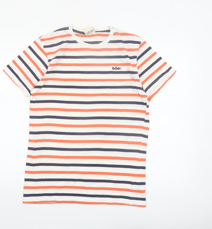 Lee Cooper Men's Multicoloured Striped Crew Neck T-Shirt M