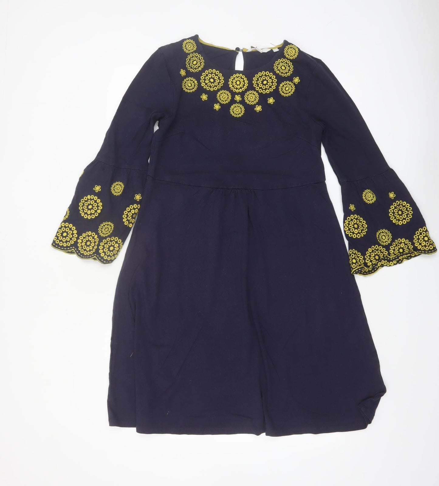 Boden Women's Blue Embroidered A-Line Long Sleeve Dress Size 10