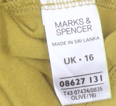 Marks and Spencer Women's Green Sleeveless Jersey Tank Top Size 16