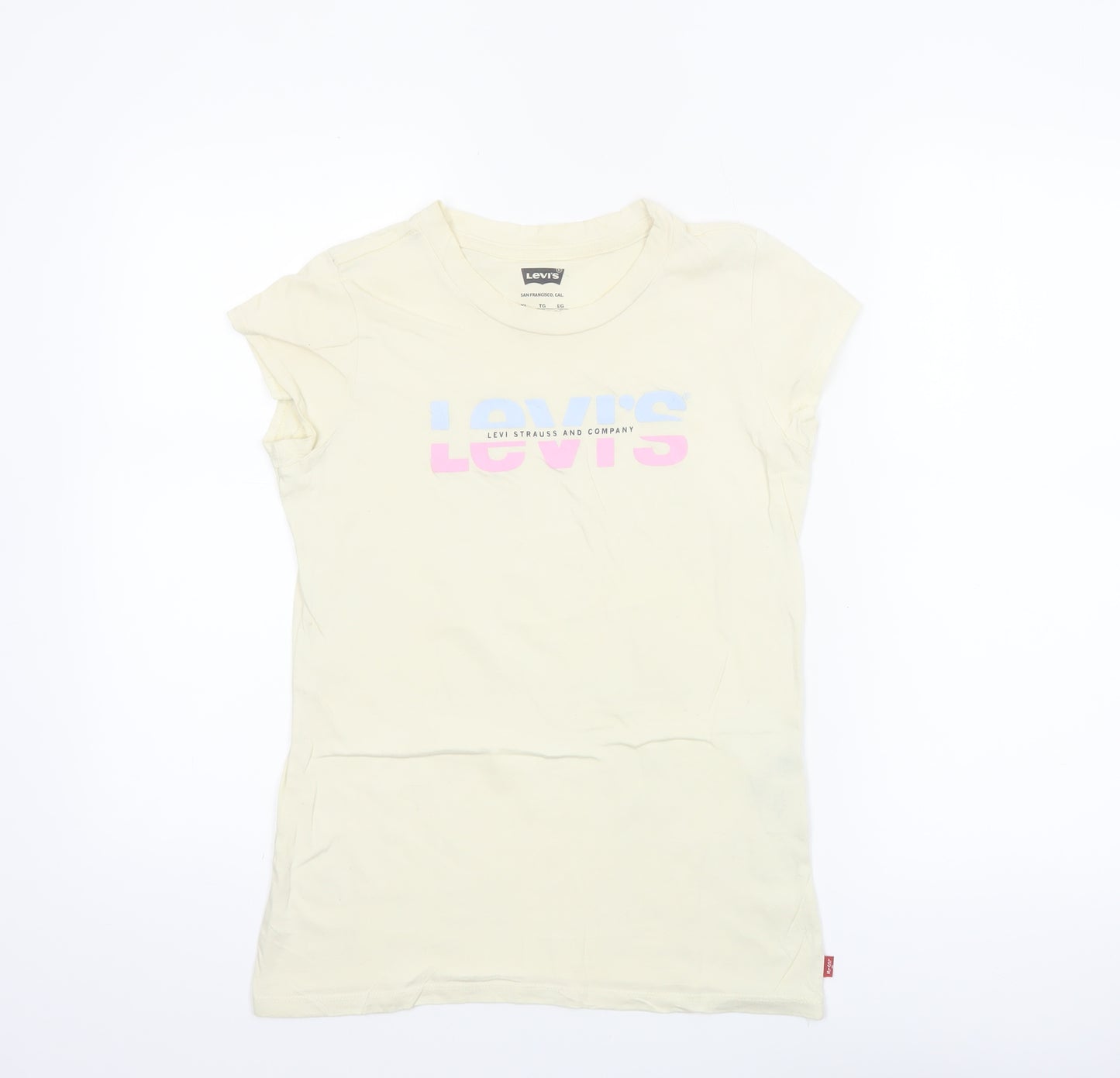 Levi's Girls Ivory XL Graphic Logo Cotton T-Shirt Short Sleeve