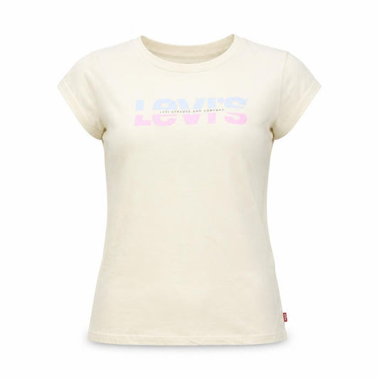 Levi's Girls Ivory XL Graphic Logo Cotton T-Shirt Short Sleeve