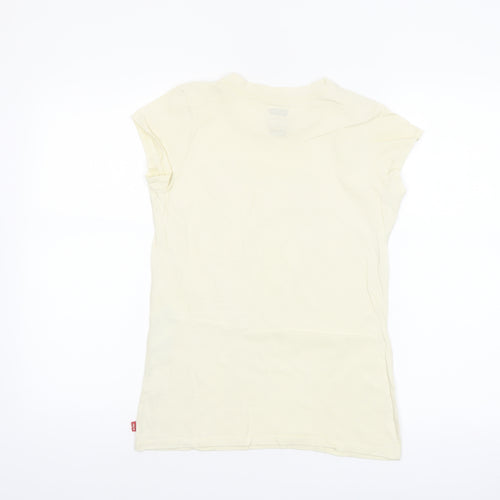 Levi's Girls Ivory XL Graphic Logo Cotton T-Shirt Short Sleeve