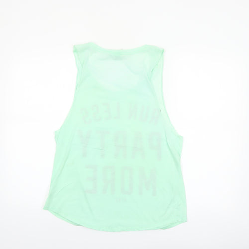 Victoria's Secret Pink Women's Green Tank Top M 'Run Less Party More'