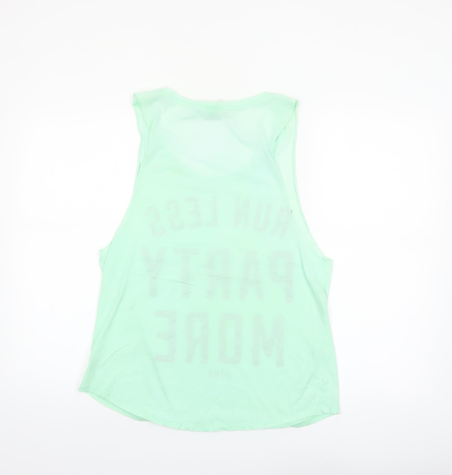 Victoria's Secret Pink Women's Green Tank Top M 'Run Less Party More'